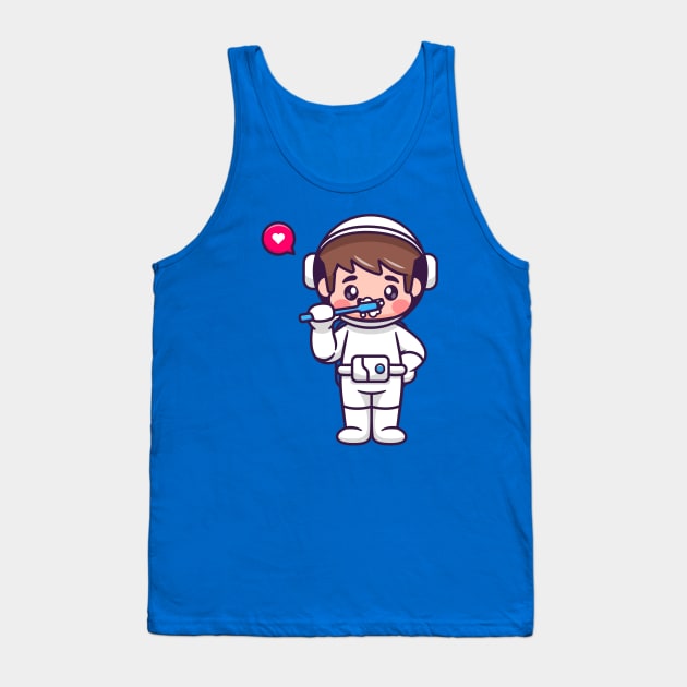 Cute Boy Astronaut Brush Teeth Cartoon Tank Top by Catalyst Labs